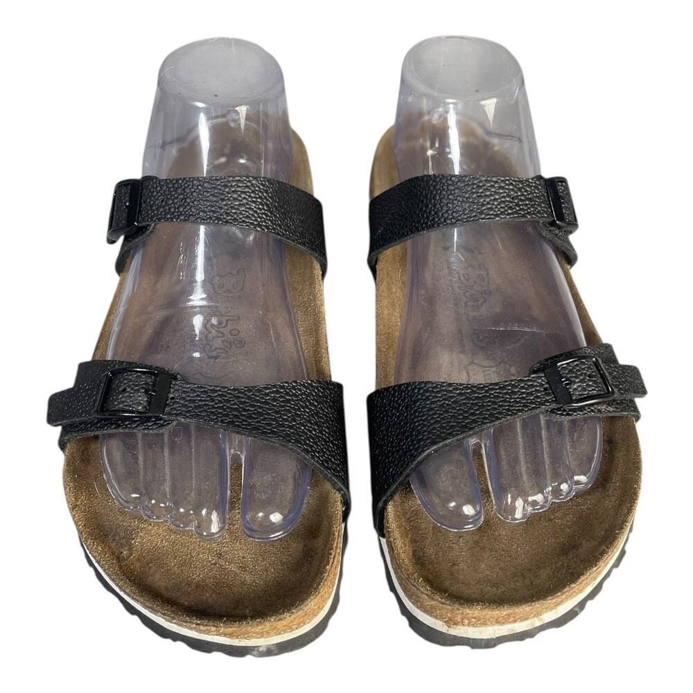 Birki’s By Birkenstock Women’s Tahiti Black Leather Double Strap Sandals Size-8 - Picture 3 of 10